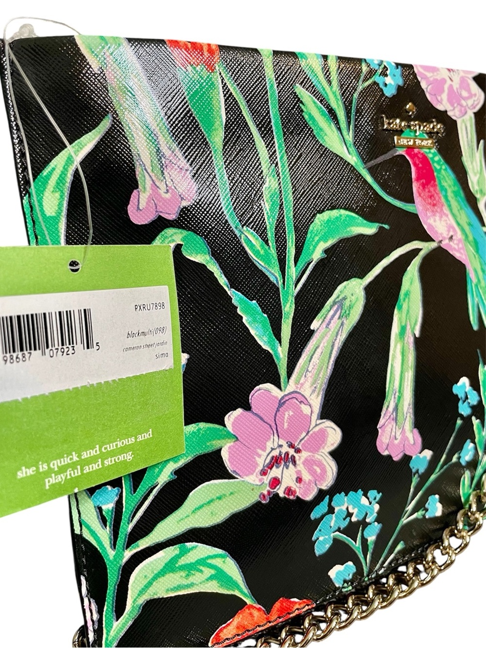 Kate Spade Cameron Street Black Jardin Convertible Crossbody Storybook Lining - Picture 4 of 8